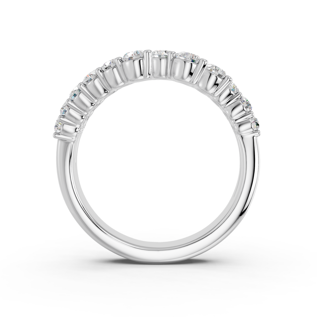 Round Shape Lab Diamond Bypass Ring in 14K White Gold – front view