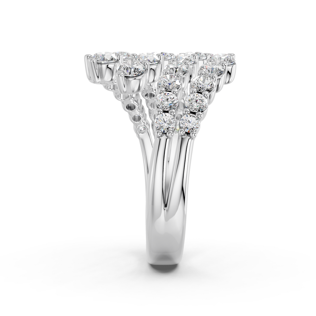 Round Shape Lab Diamond Bypass Ring in 14K White Gold – reverse view