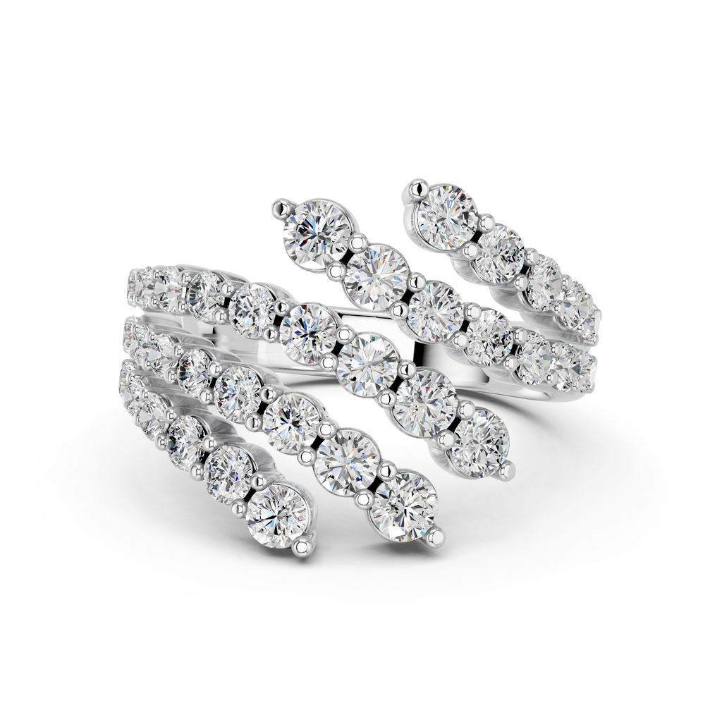 Round Shape Lab Diamond Bypass Ring in 14K White Gold – top view