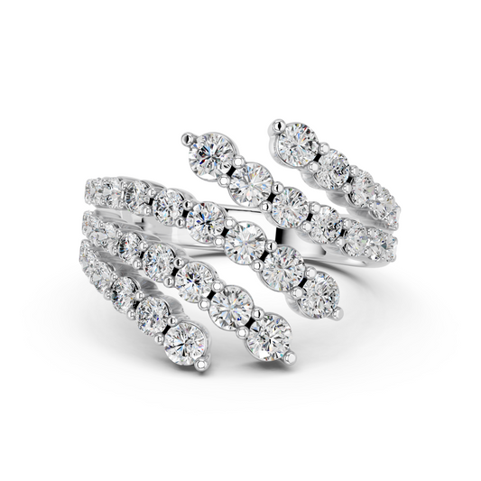 Round Shape Lab Diamond Bypass Ring in 14K White Gold – top view