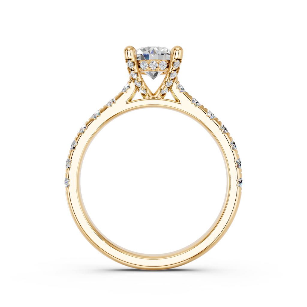 Round Lab Diamond Engagement Ring in 14K Yellow Gold – front view