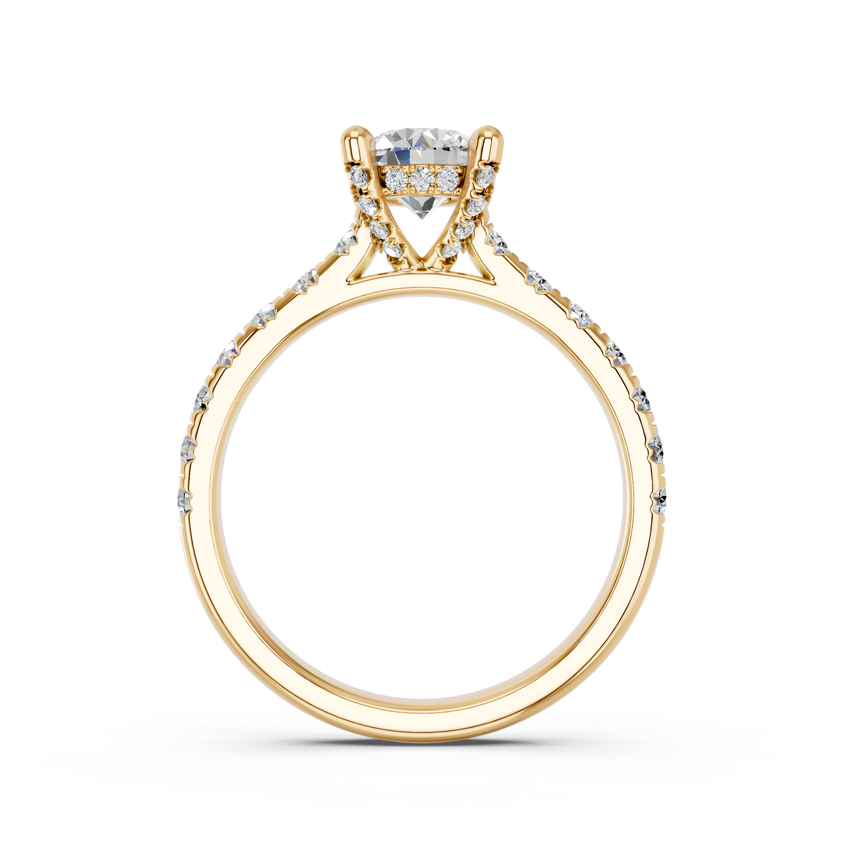 Round Lab Diamond Engagement Ring in 14K Yellow Gold – front view