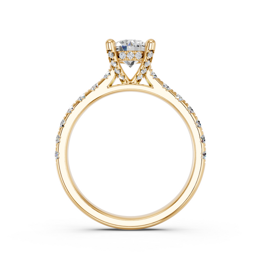 Round Lab Diamond Engagement Ring in 14K Yellow Gold – front view