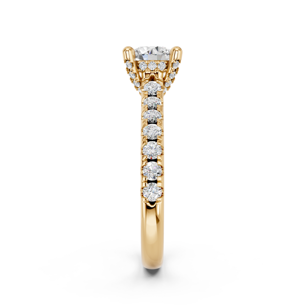 Round Lab Diamond Engagement Ring in 14K Yellow Gold – reverse view