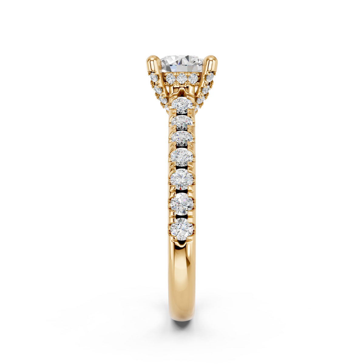 Round Lab Diamond Engagement Ring in 14K Yellow Gold – reverse view