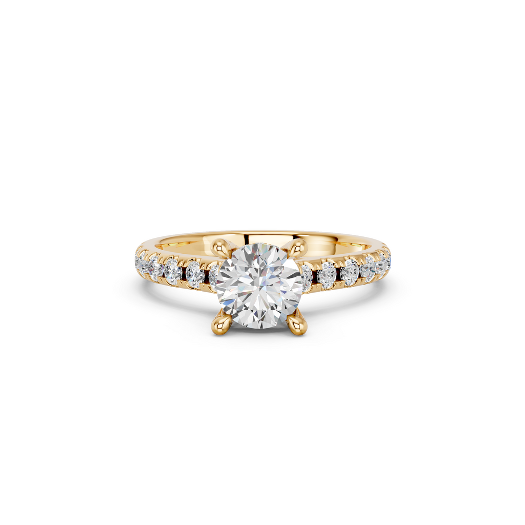 Round Lab Diamond Engagement Ring in 14K Yellow Gold – top view