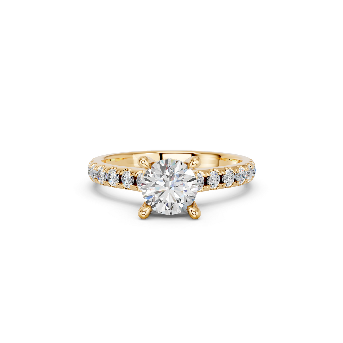 Round Lab Diamond Engagement Ring in 14K Yellow Gold – top view