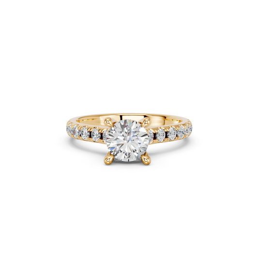 Round Lab Diamond Engagement Ring in 14K Yellow Gold – top view
