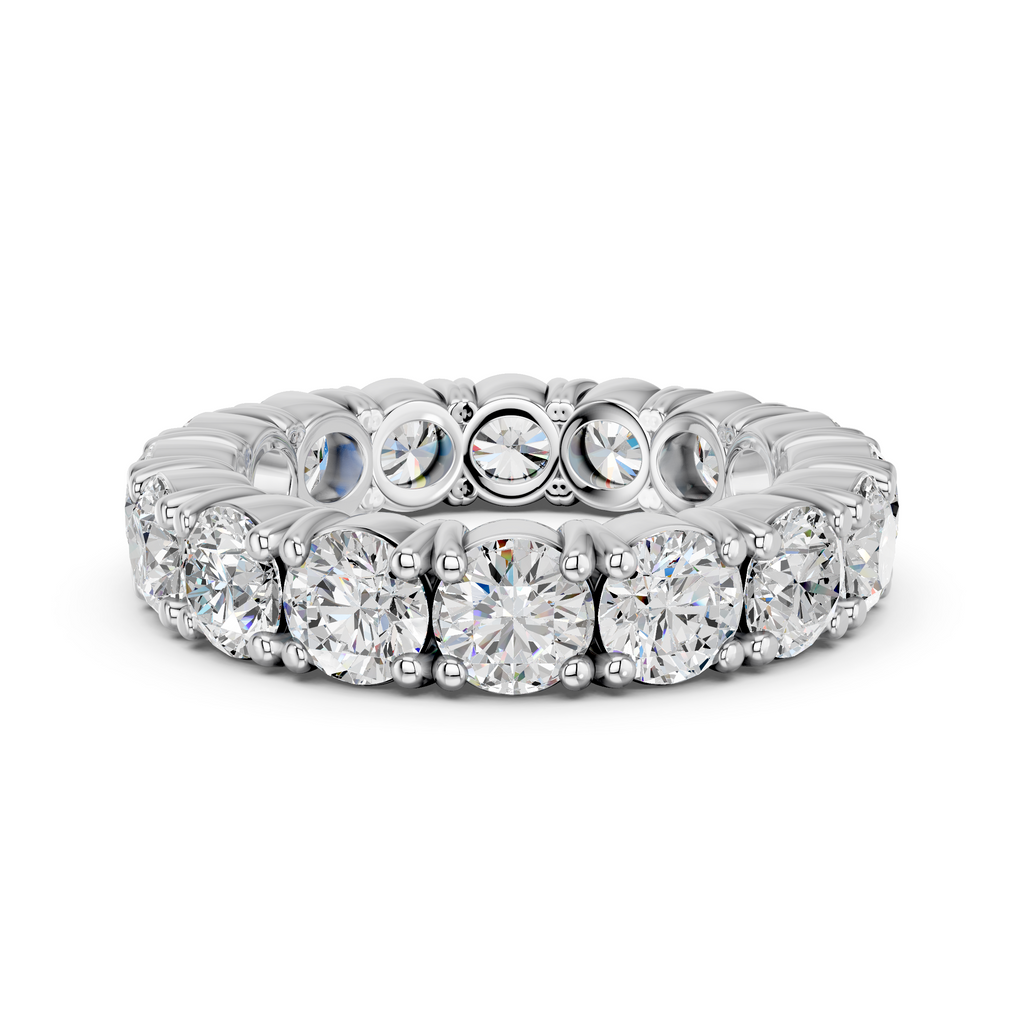 Round Lab Diamond Eternity Band in 14K White Gold – top view