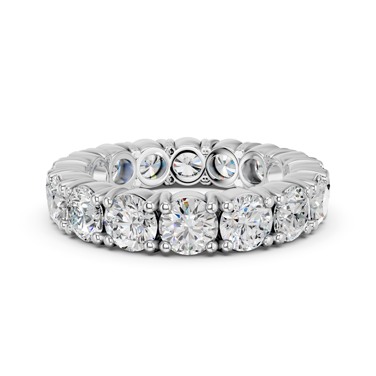 Round Lab Diamond Eternity Band in 14K White Gold – top view