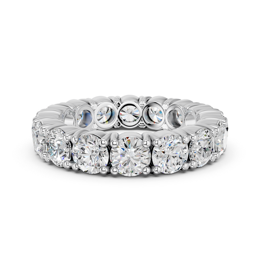Round Lab Diamond Eternity Band in 14K White Gold – top view