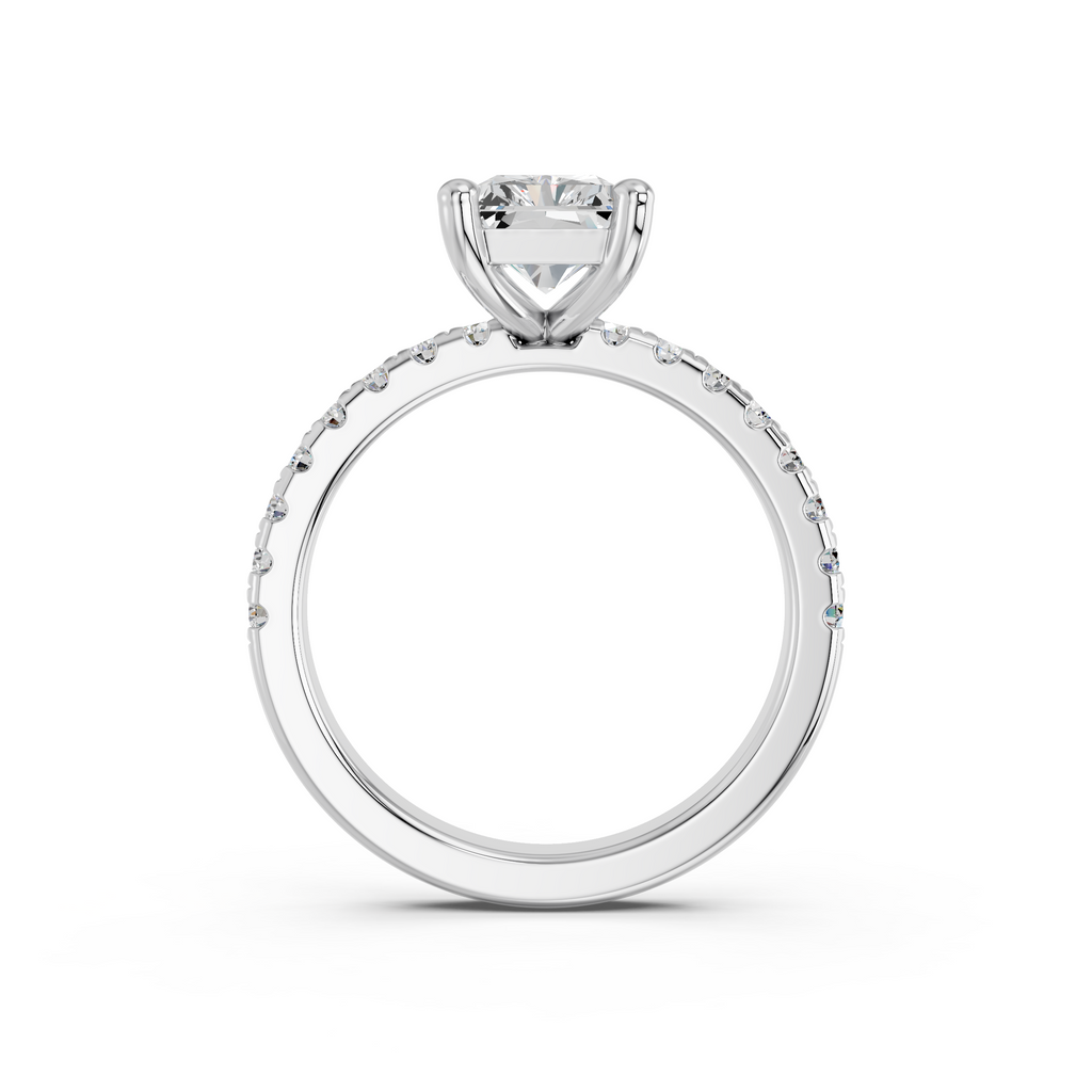 Radiant Lab Diamond Engagement Ring in 14K White Gold – front view