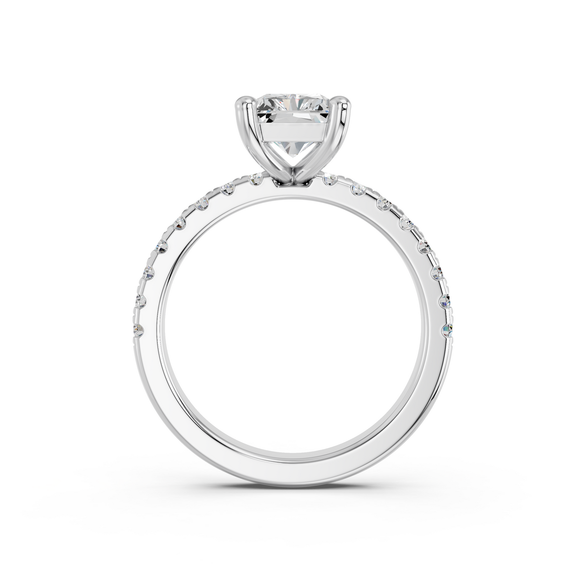 Radiant Lab Diamond Engagement Ring in 14K White Gold – front view