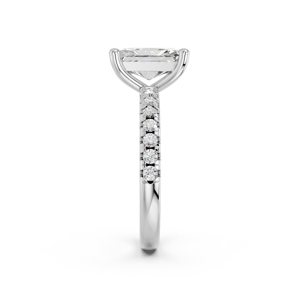 Radiant Lab Diamond Engagement Ring in 14K White Gold – reverse view