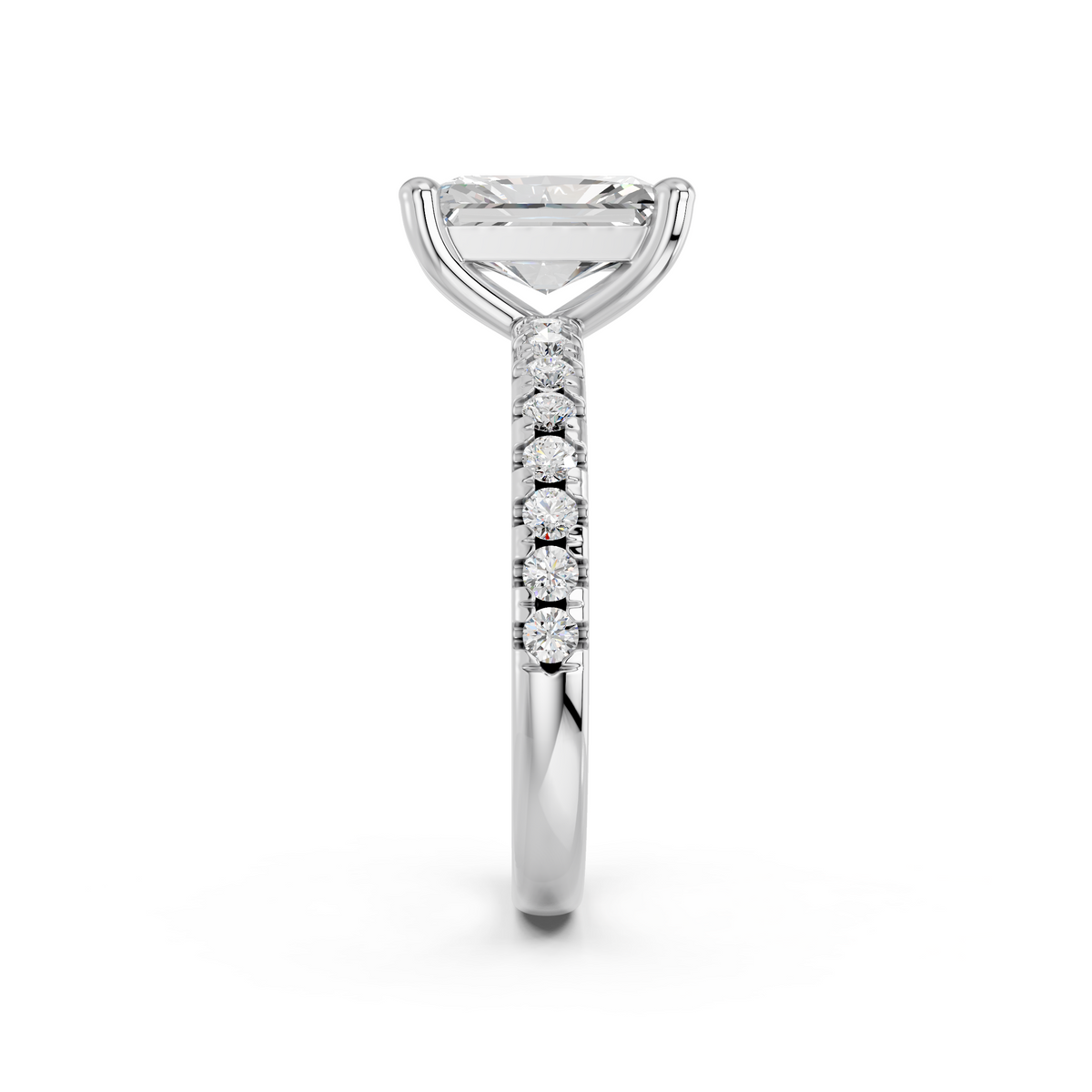 Radiant Lab Diamond Engagement Ring in 14K White Gold – reverse view