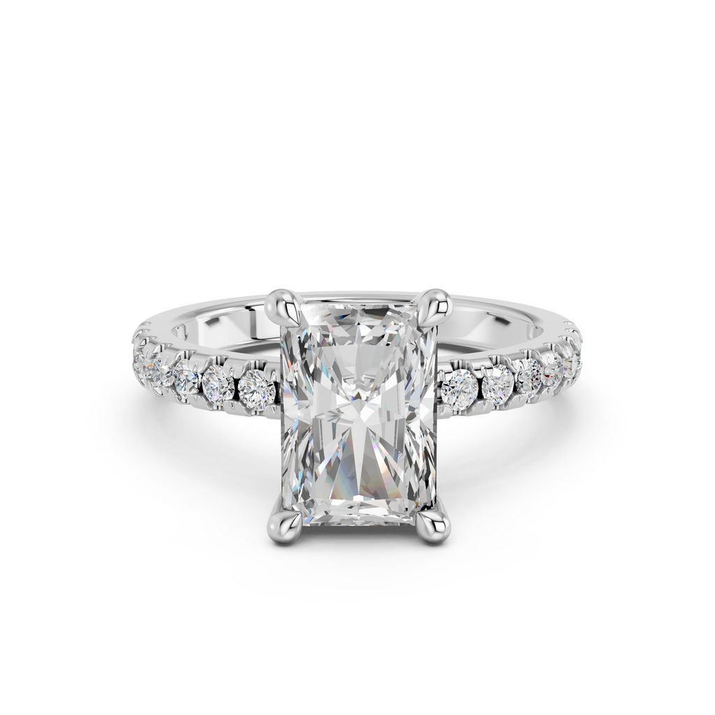 Radiant Lab Diamond Engagement Ring in 14K White Gold – top view