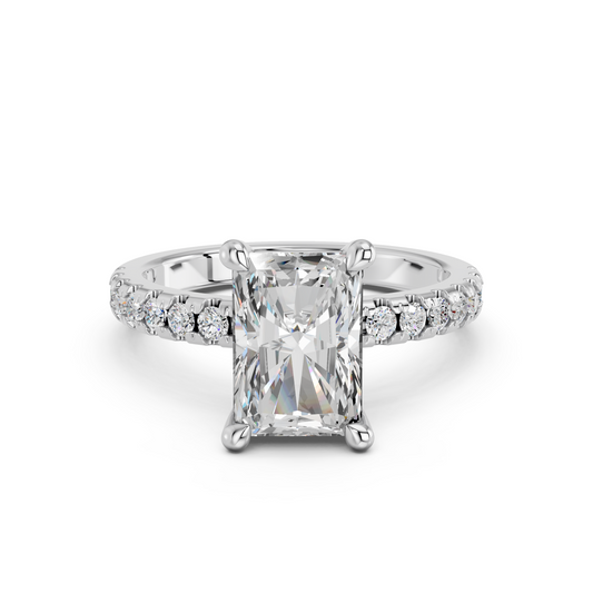 Radiant Lab Diamond Engagement Ring in 14K White Gold – top view