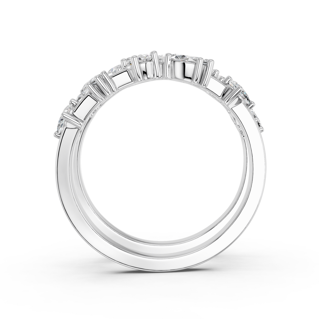 Pear Lab Diamond Swirl Ring in 14K White Gold – front view