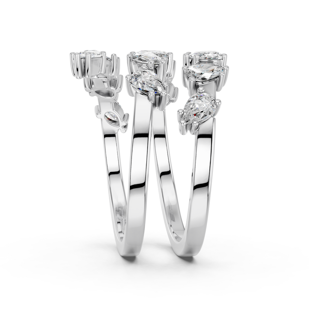 Pear Lab Diamond Swirl Ring in 14K White Gold – reverse view