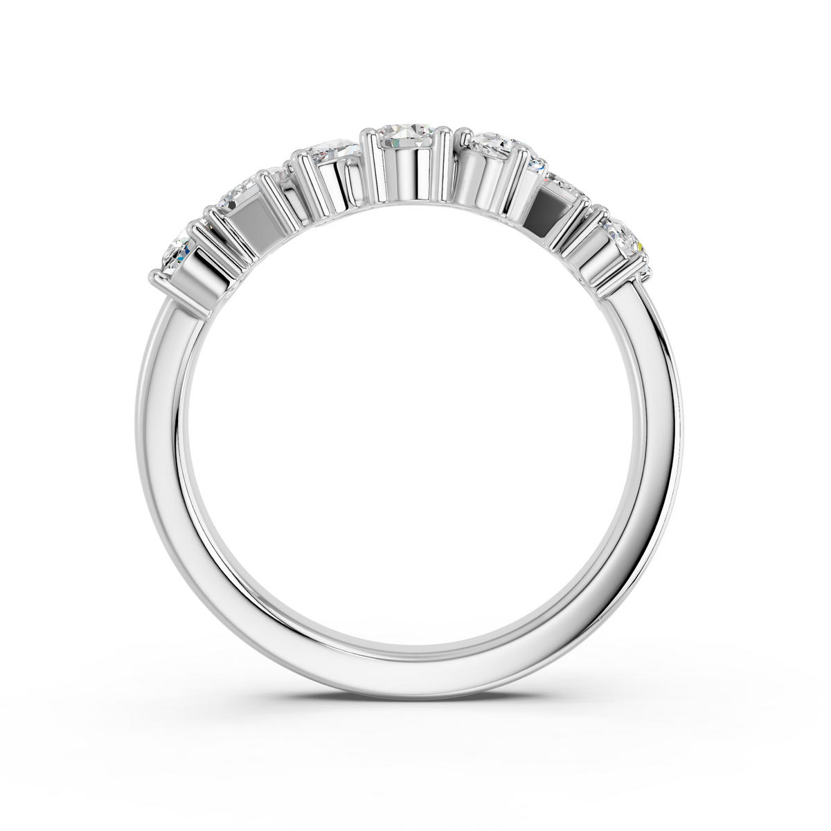 Multi Shape Lab Diamond Bypass Ring in 14K White Gold – front view