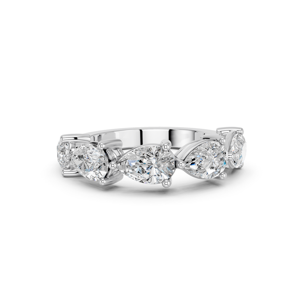 Pear Lab Diamond Anniversary Band in 14K White Gold – top view