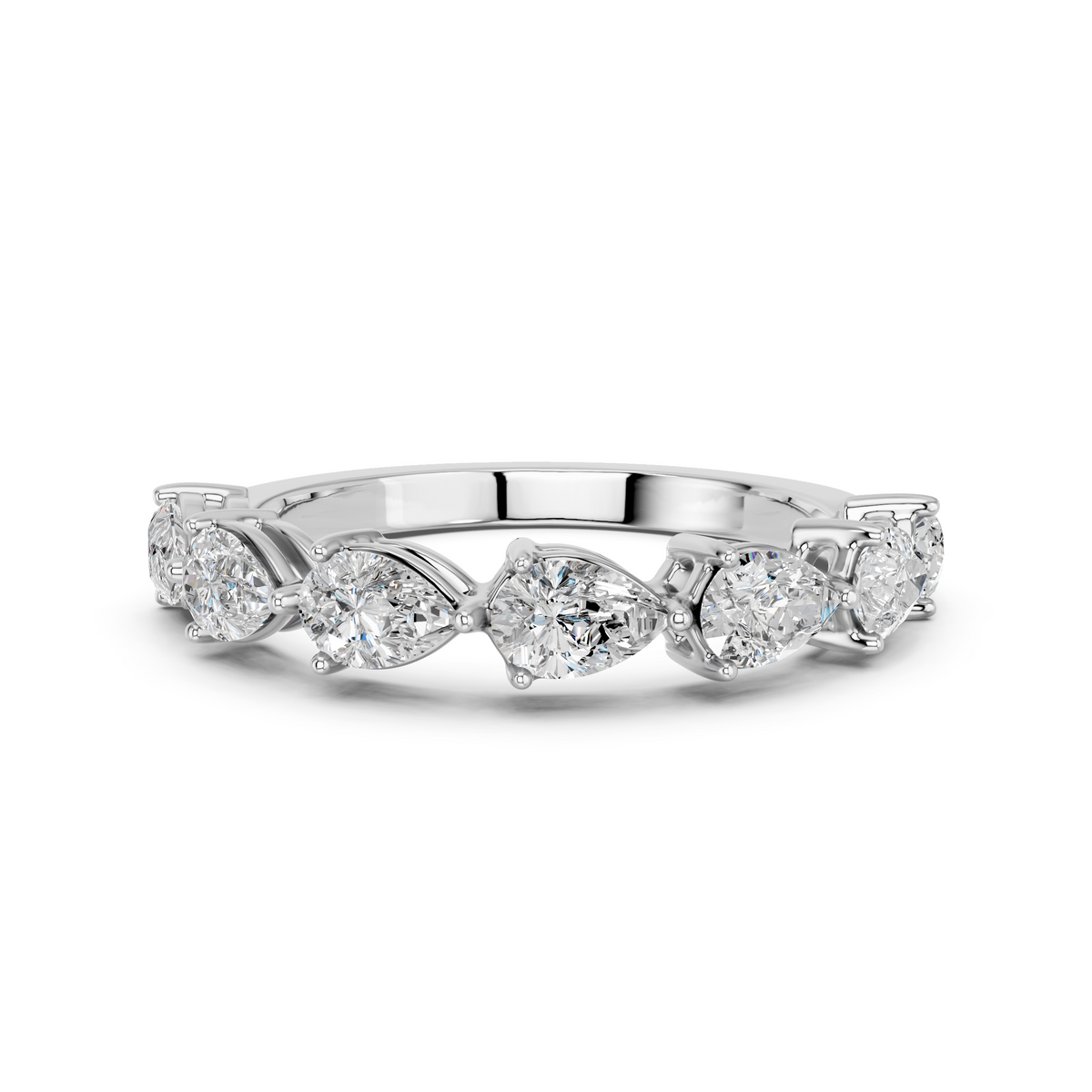 Pear Lab Diamond Anniversary Band in 14K White Gold – top view