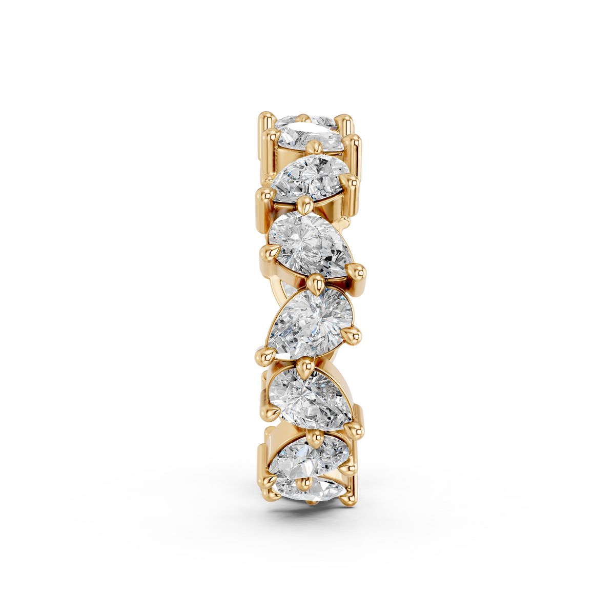 Pear Lab Diamond Eternity Zig-Zag Band in 14K Yellow Gold – reverse view