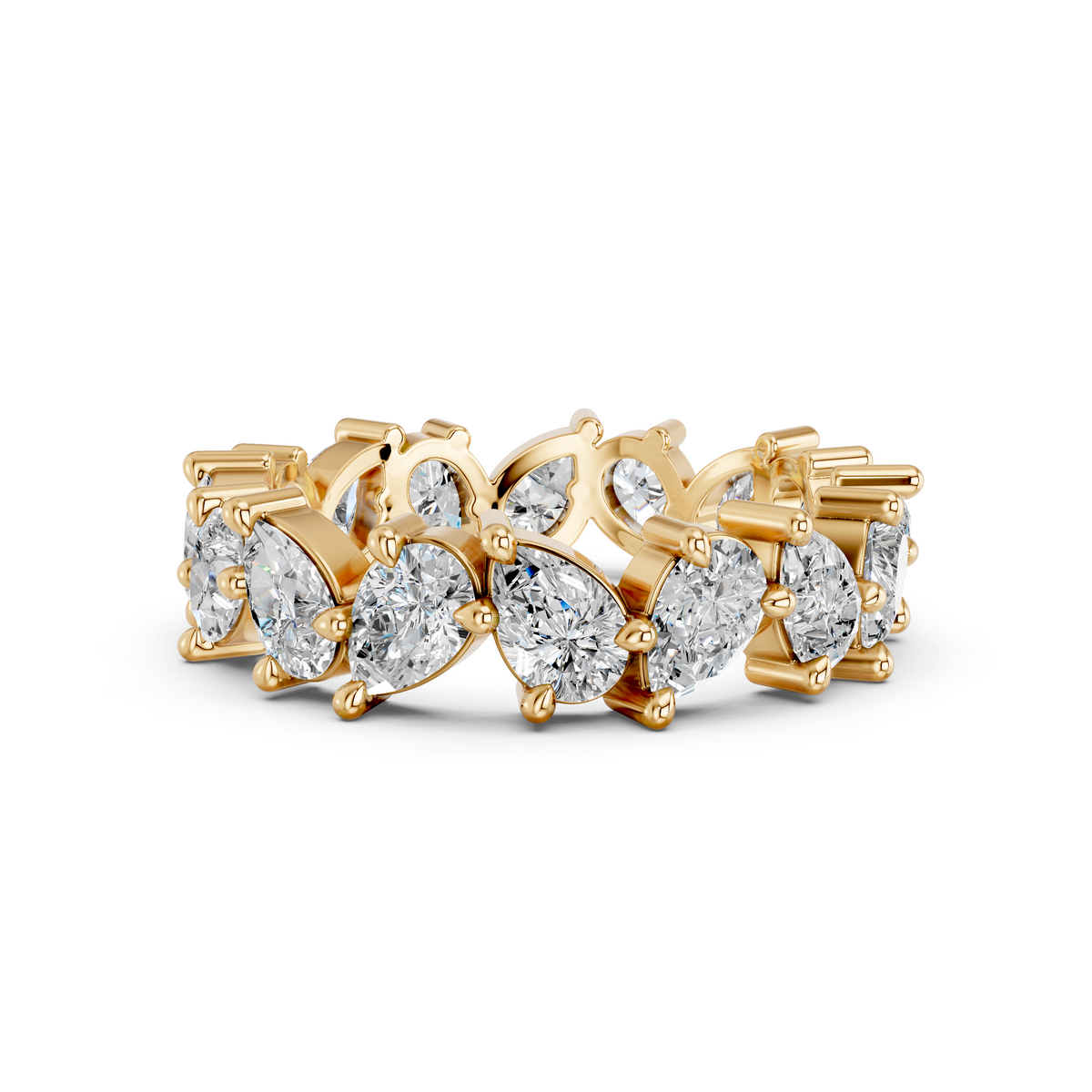Pear Lab Diamond Eternity Zig-Zag Band in 14K Yellow Gold – top view