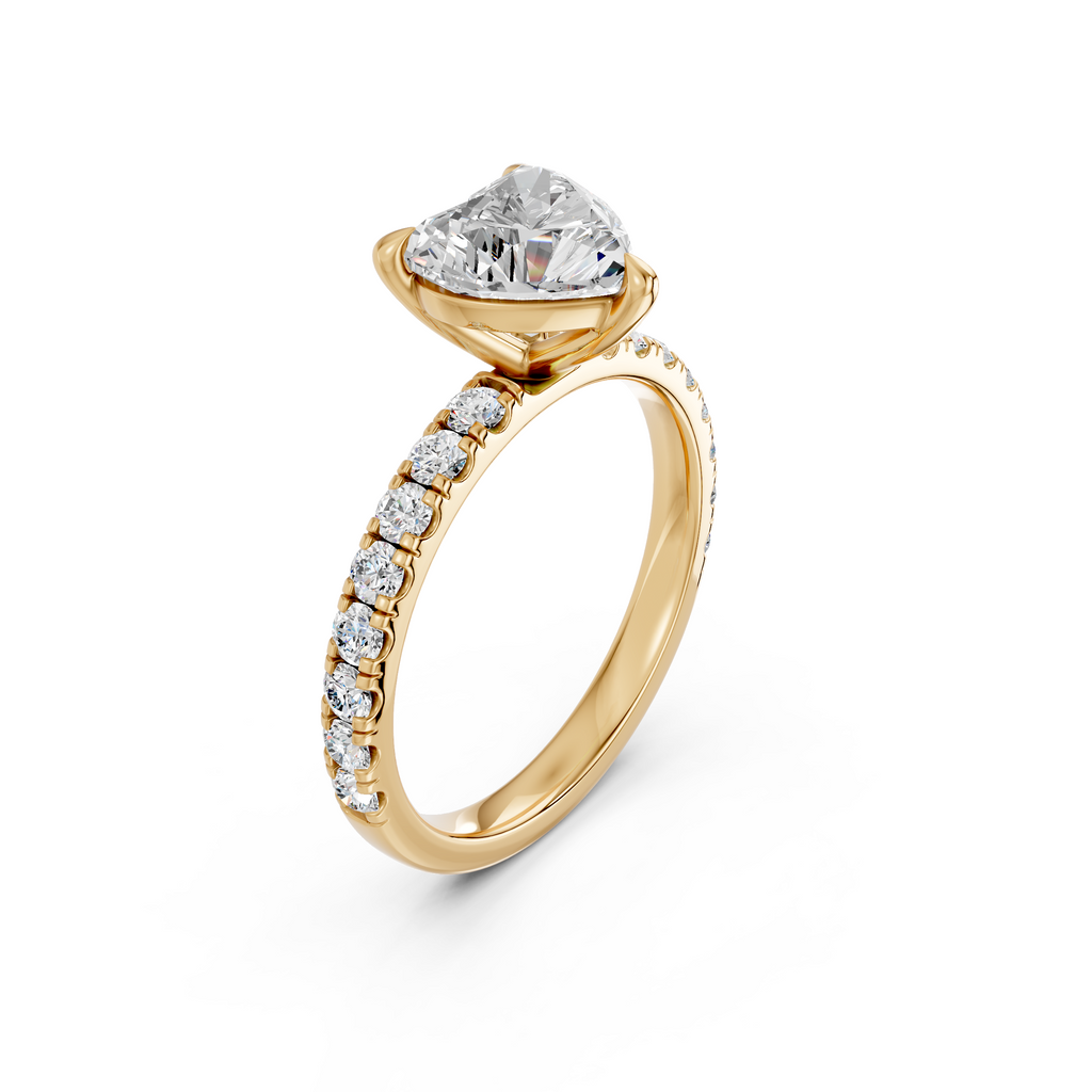Heart Lab Diamond Engagement Ring in 14K Yellow Gold – angled view