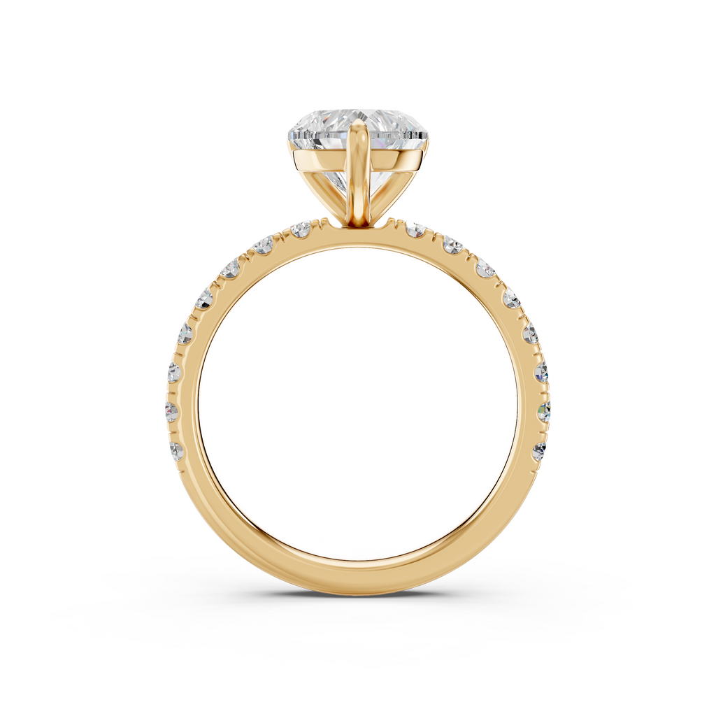 Heart Lab Diamond Engagement Ring in 14K Yellow Gold – front view