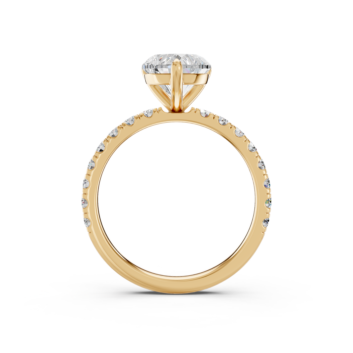 Heart Lab Diamond Engagement Ring in 14K Yellow Gold – front view