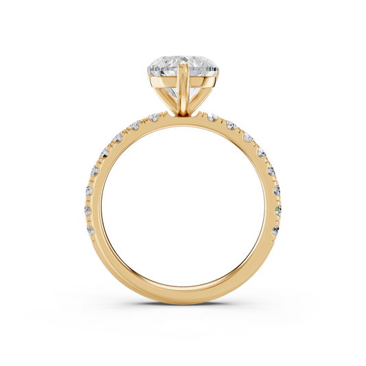 Heart Lab Diamond Engagement Ring in 14K Yellow Gold – front view