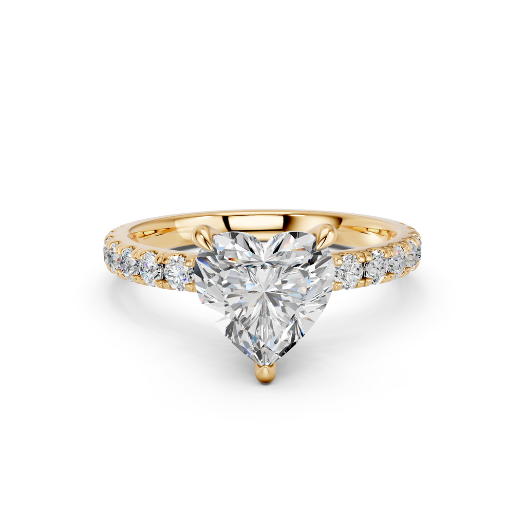 Heart Lab Diamond Engagement Ring in 14K Yellow Gold – top view