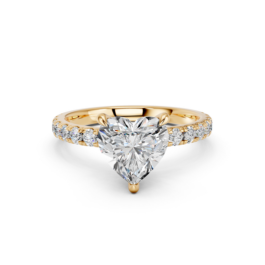 Heart Lab Diamond Engagement Ring in 14K Yellow Gold – top view