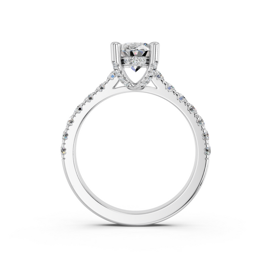 Oval Lab Diamond Engagement Ring in 14K White Gold – front view