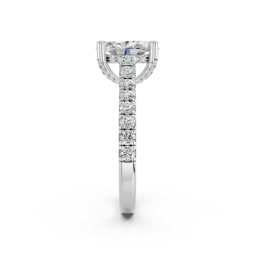 Oval Lab Diamond Engagement Ring in 14K White Gold – side view