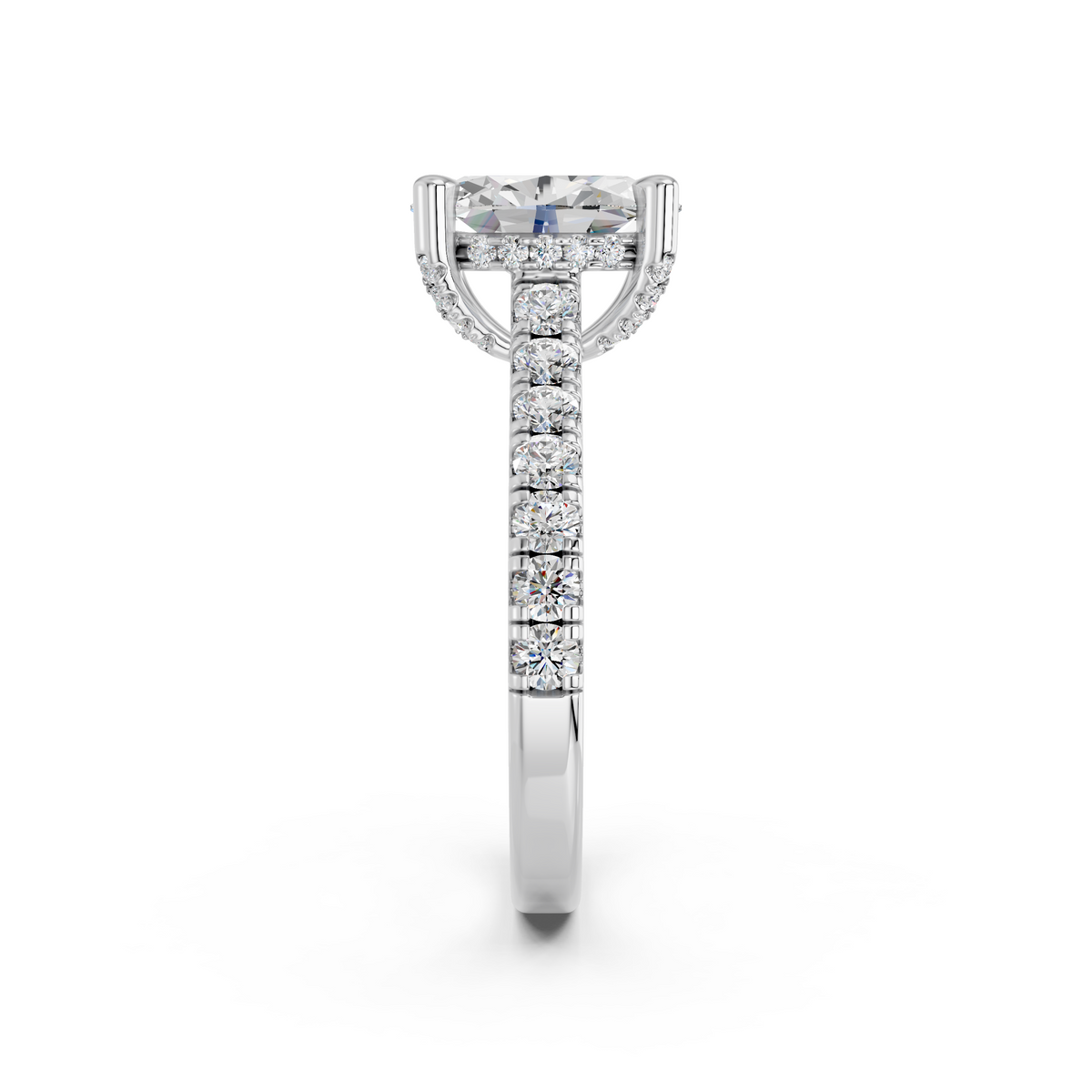 Oval Lab Diamond Engagement Ring in 14K White Gold – side view