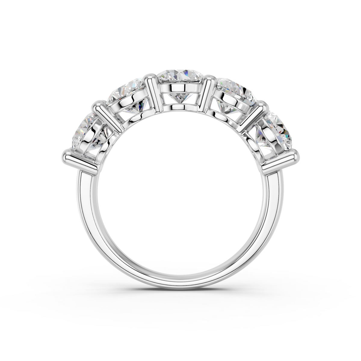 Round Lab Diamond Anniversary Band in 14K White Gold – front view