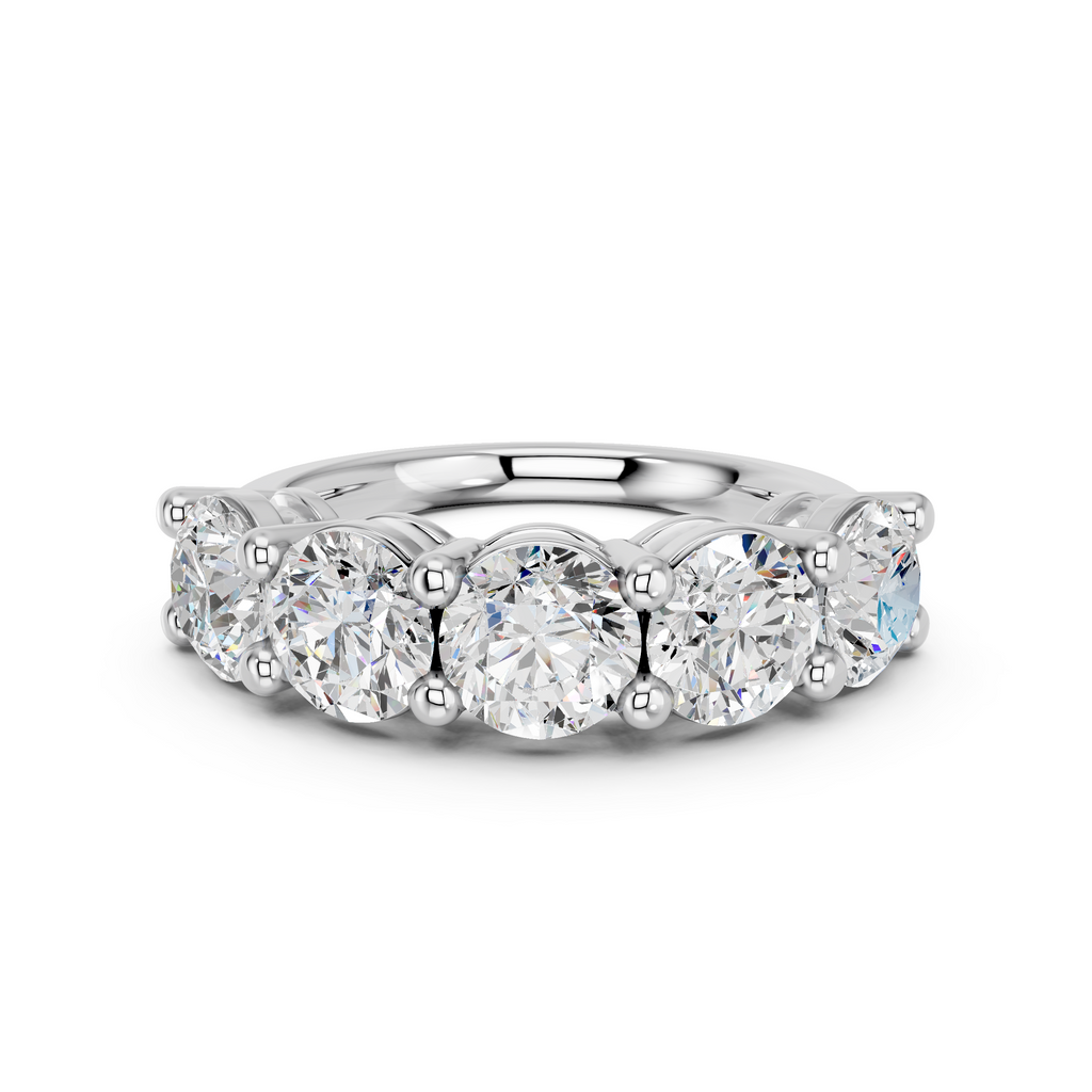 Round Lab Diamond Anniversary Band in 14K White Gold – top view