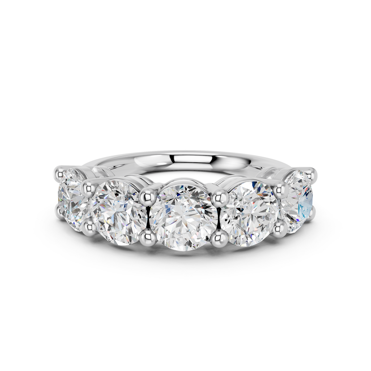 Round Lab Diamond Anniversary Band in 14K White Gold – top view