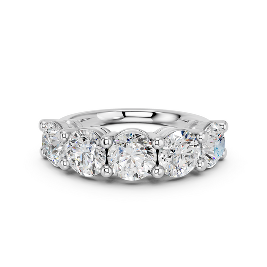 Round Lab Diamond Anniversary Band in 14K White Gold – top view