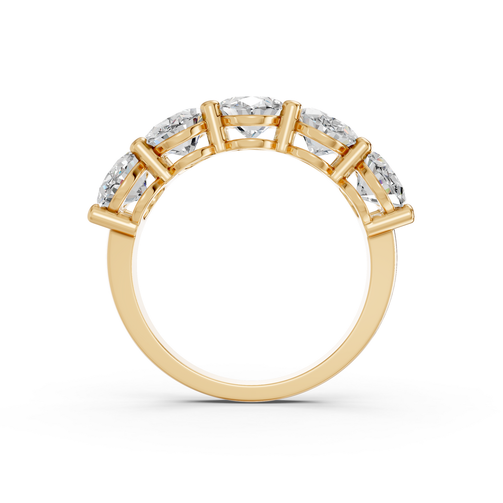 Oval Lab Diamond Anniversary Band in 14K Yellow Gold – front view