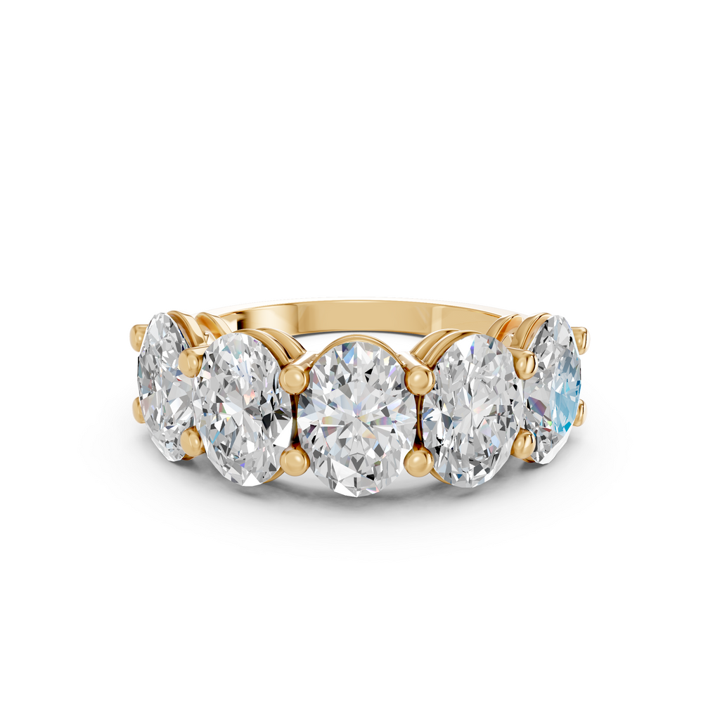 Oval Lab Diamond Anniversary Band in 14K Yellow Gold – top view