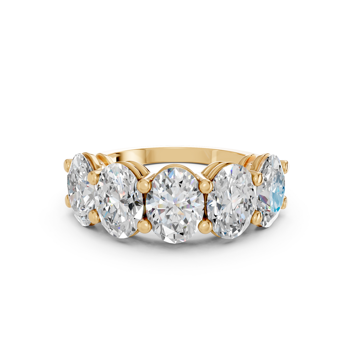Oval Lab Diamond Anniversary Band in 14K Yellow Gold – top view