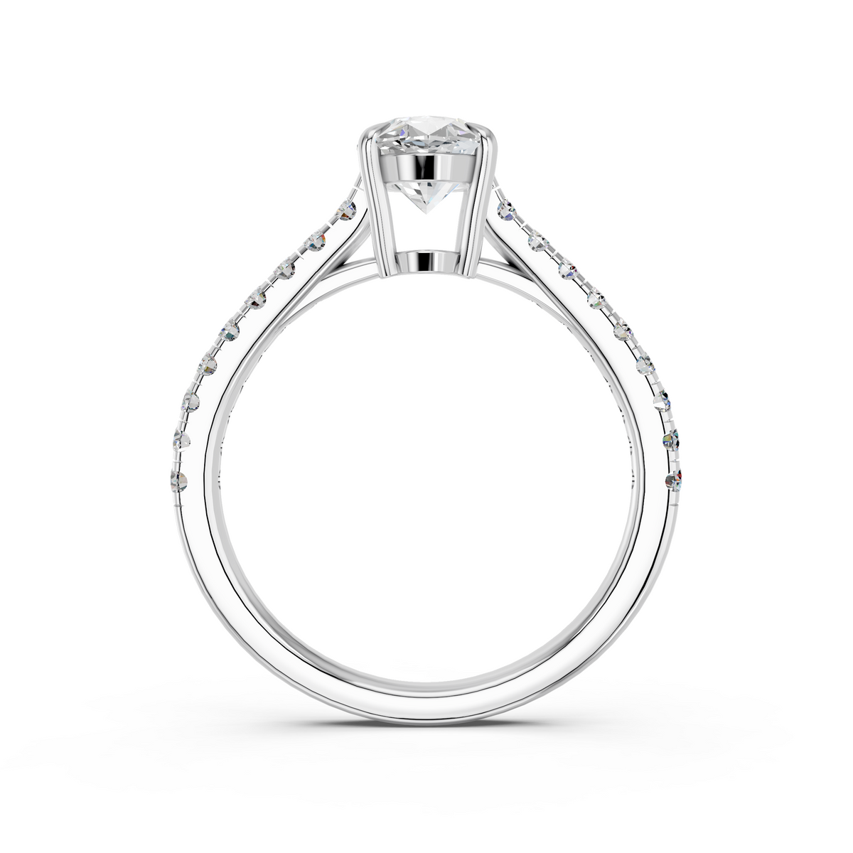 Moval Lab Diamond Engagement Ring in 14K White Gold – front view