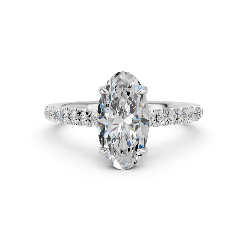 Moval Lab Diamond Engagement Ring in 14K White Gold – top view