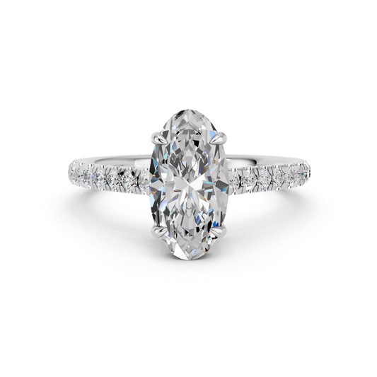 Moval Lab Diamond Engagement Ring in 14K White Gold – top view