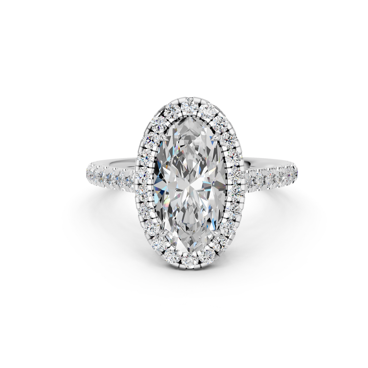Moval Lab Diamond Halo Ring in 14K White Gold – top view