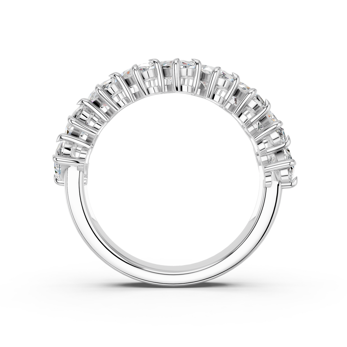 Tilted Moval Lab Diamond Anniversary  Band in 14K White Gold – front view