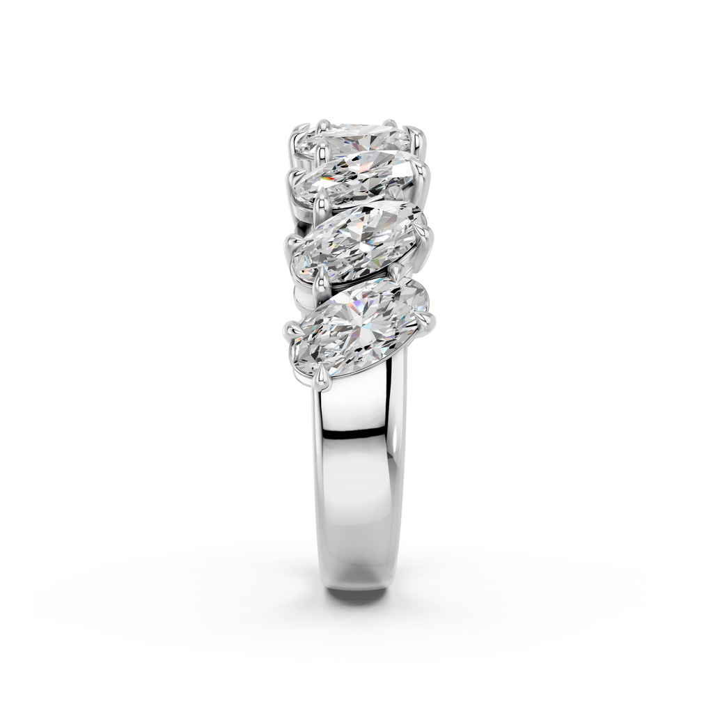 Tilted Moval Lab Diamond Anniversary  Band in 14K White Gold – reverse view